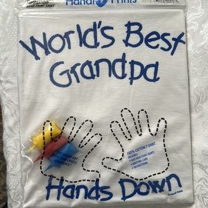 Best Grandpa Hands Down XL T Shirt Kit Child Hand Print Fathers Day Gift